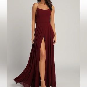 Lulus Burgundy Backless maxi dress